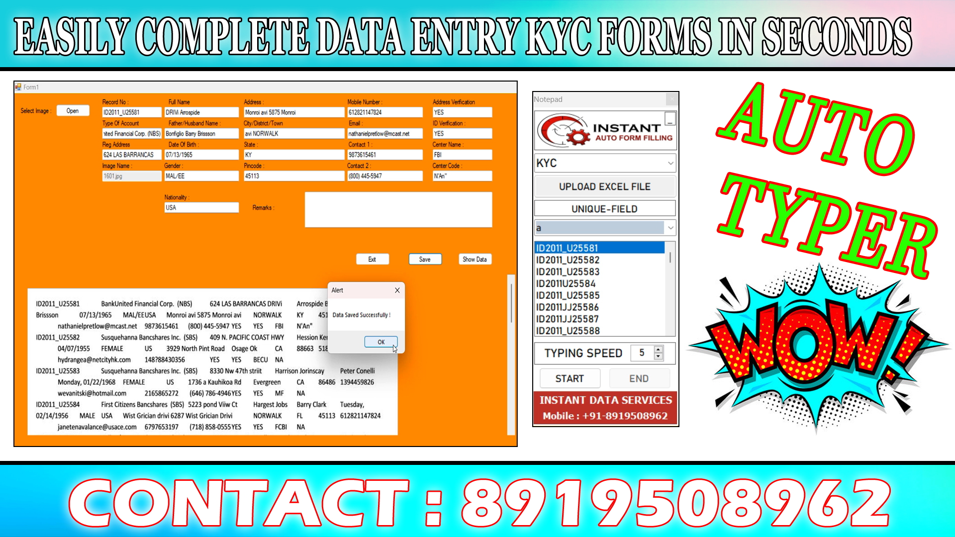 KYC Form Filling Auto Typer Software