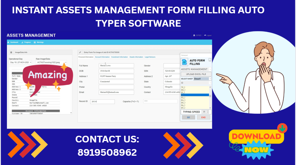 Assets Management Form Filling Auto Typing Software