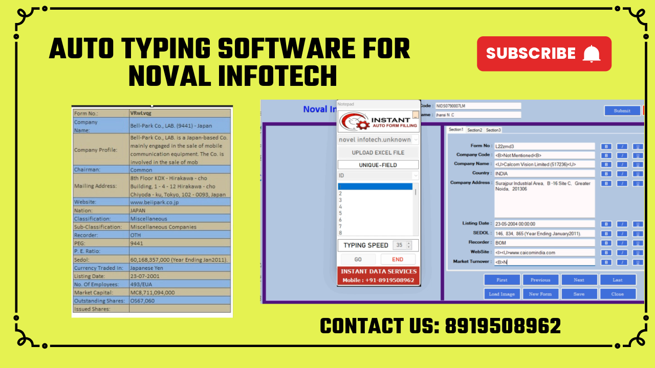 Auto Typer Software for Noval Infotech Data Entry Form Filling Works Noval Infotech Auto Typer